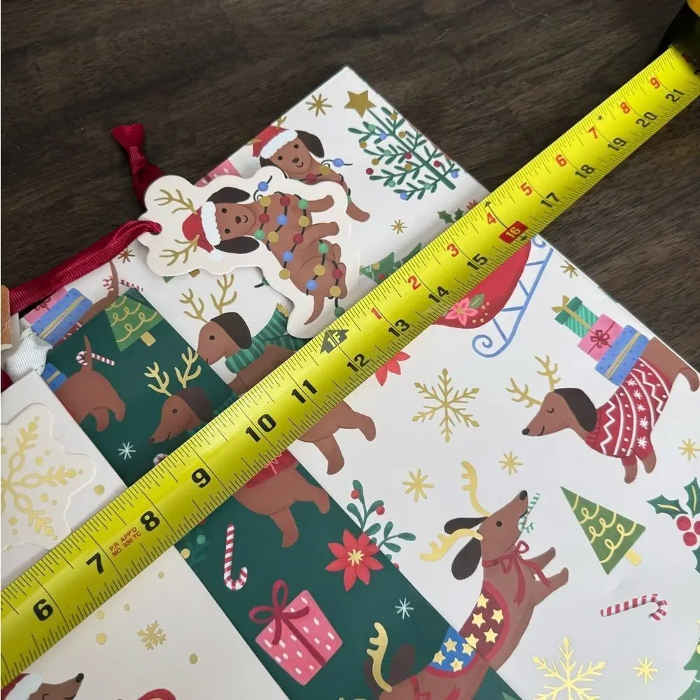 Dachshund Dog 3-pc Christmas Holiday Gift Bags Set